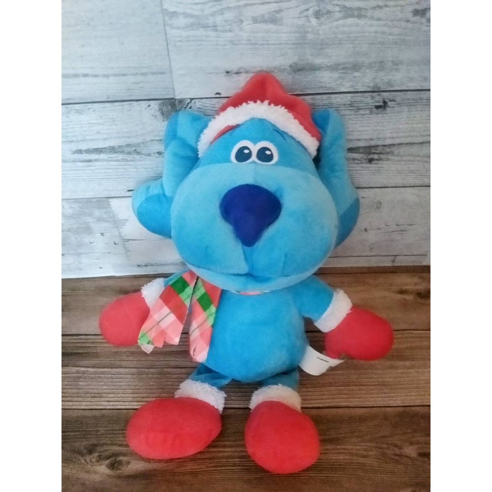 Blues Clues Christmas/ Holiday Bear 15" with Santa Hat/Scarf